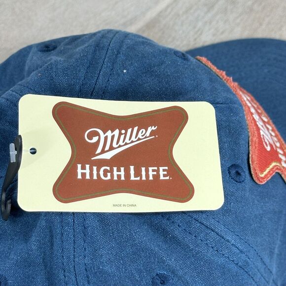 Miller High Life Beer Cap Mad Engine Hat Trucker Snapback Blue Red Patch Logo - Picture 10 of 13